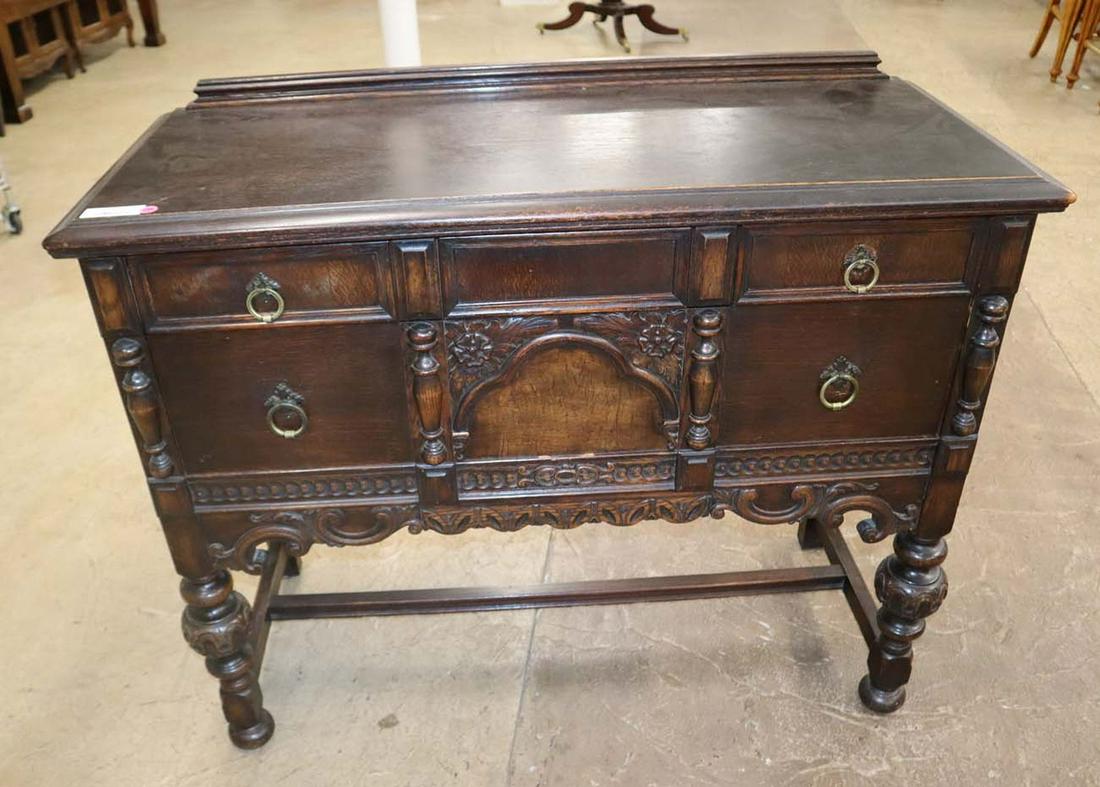 Antique 2 tone walnut Jacobean style server (1 of 4)