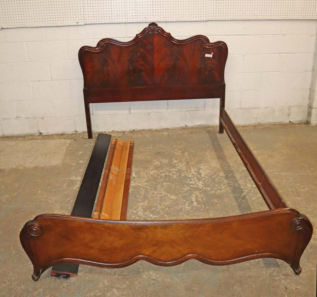 Vintage burl mahogany full size bed with rails (1 of 3)