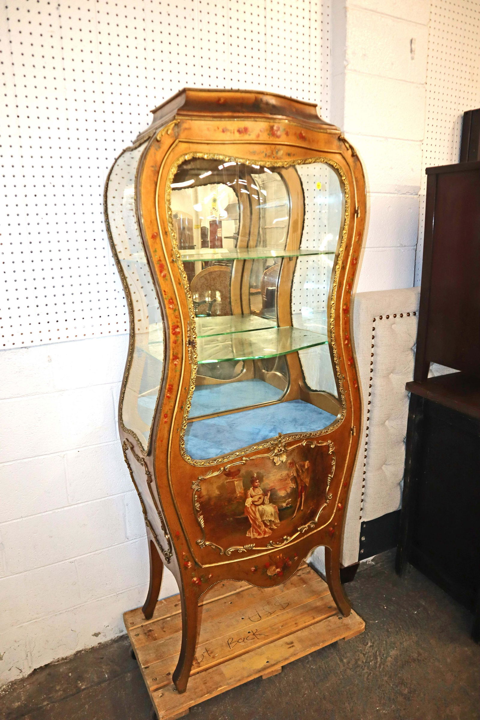 Antique French Vernis Martin style vitrine/curio (1 of 7)