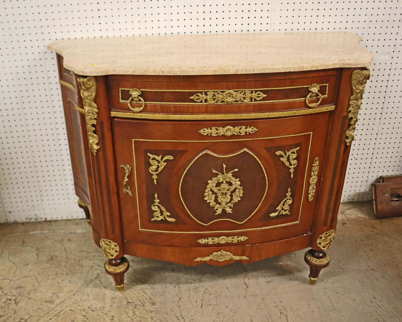 French style marble top server with bronze (1 of 3)