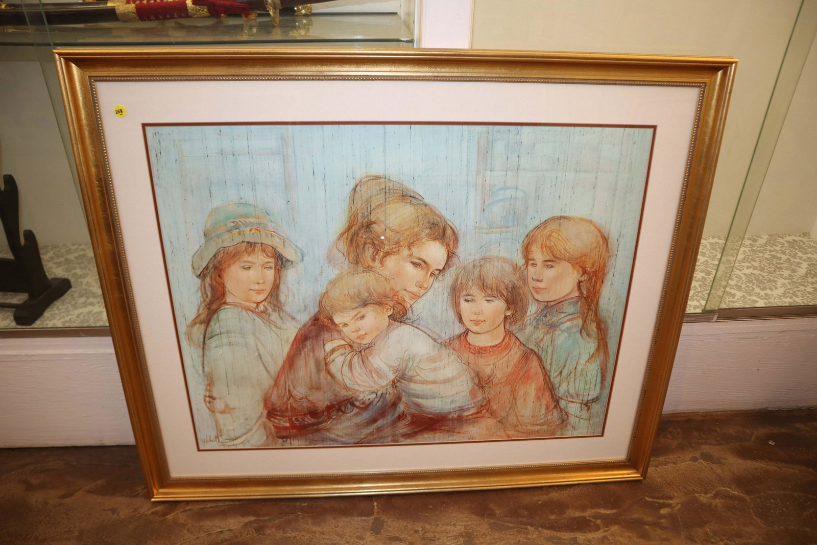 Edna Hibel "Leah and her Children": Edna Hibel "Leah and her Children" approx. 44" w x 36" h