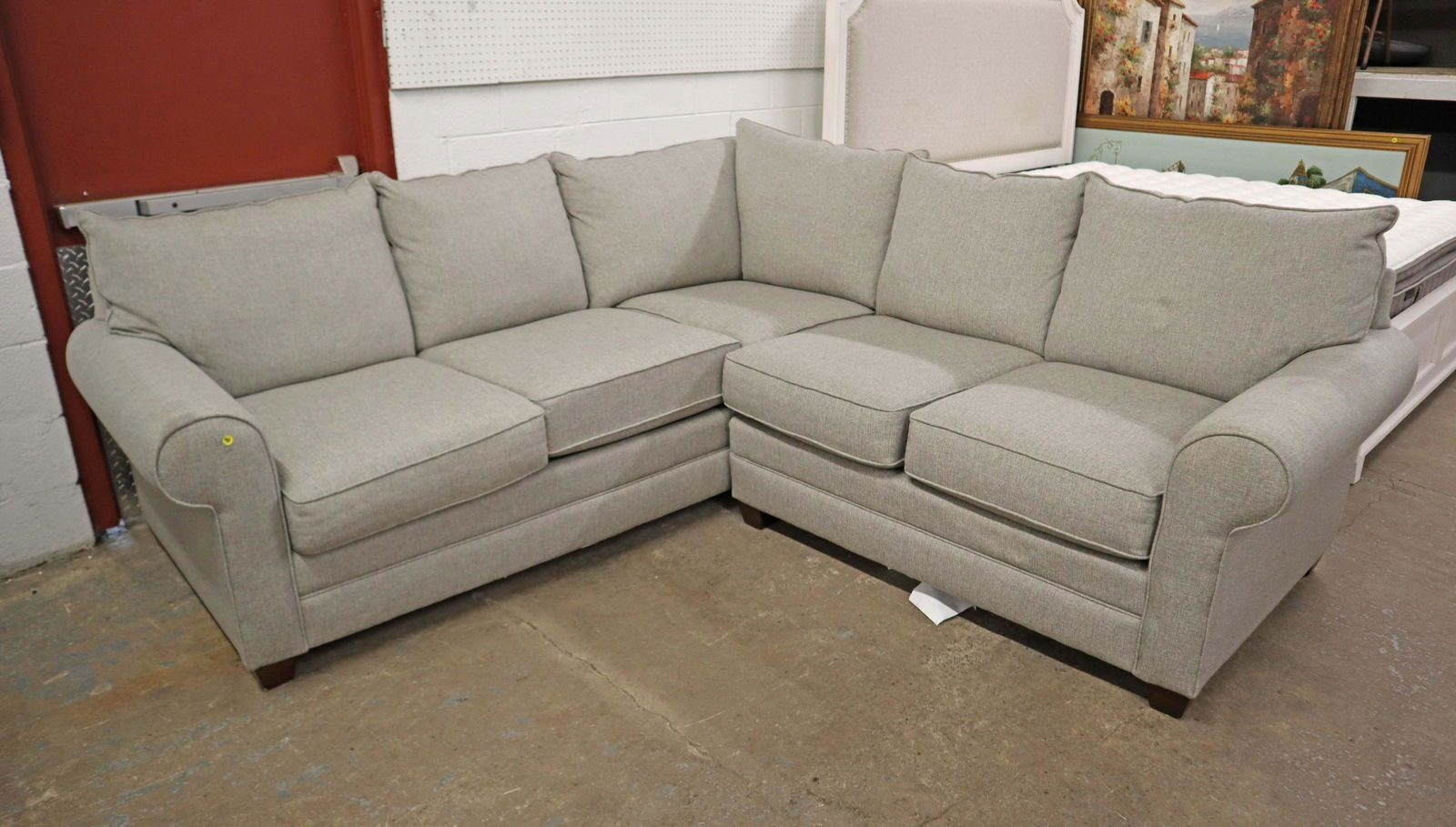 Basset 2pc tweed upholstered sofa sectional (1 of 4)