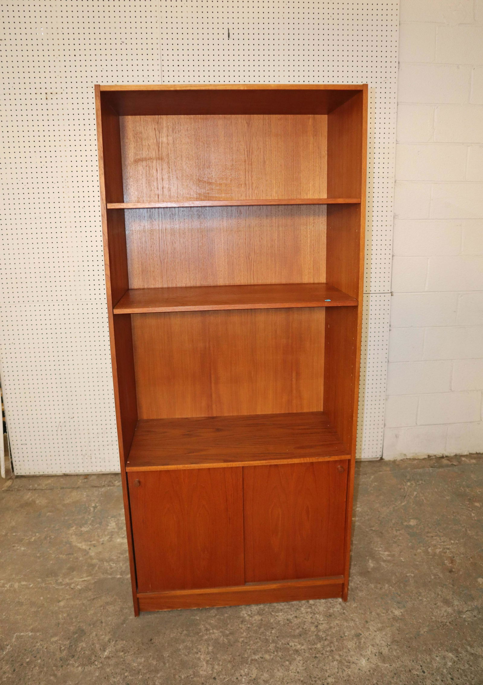 MCM walnut sliding door book shelf (1 of 4)