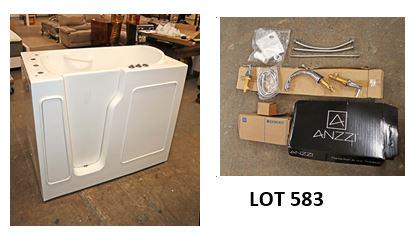 Walk in tub with hardware: Walk in tub with hardware, fittings and instruction manual, fits multiple models, has some cracks and needs to be cleaned approx. 46" w x 26" d x 38" h