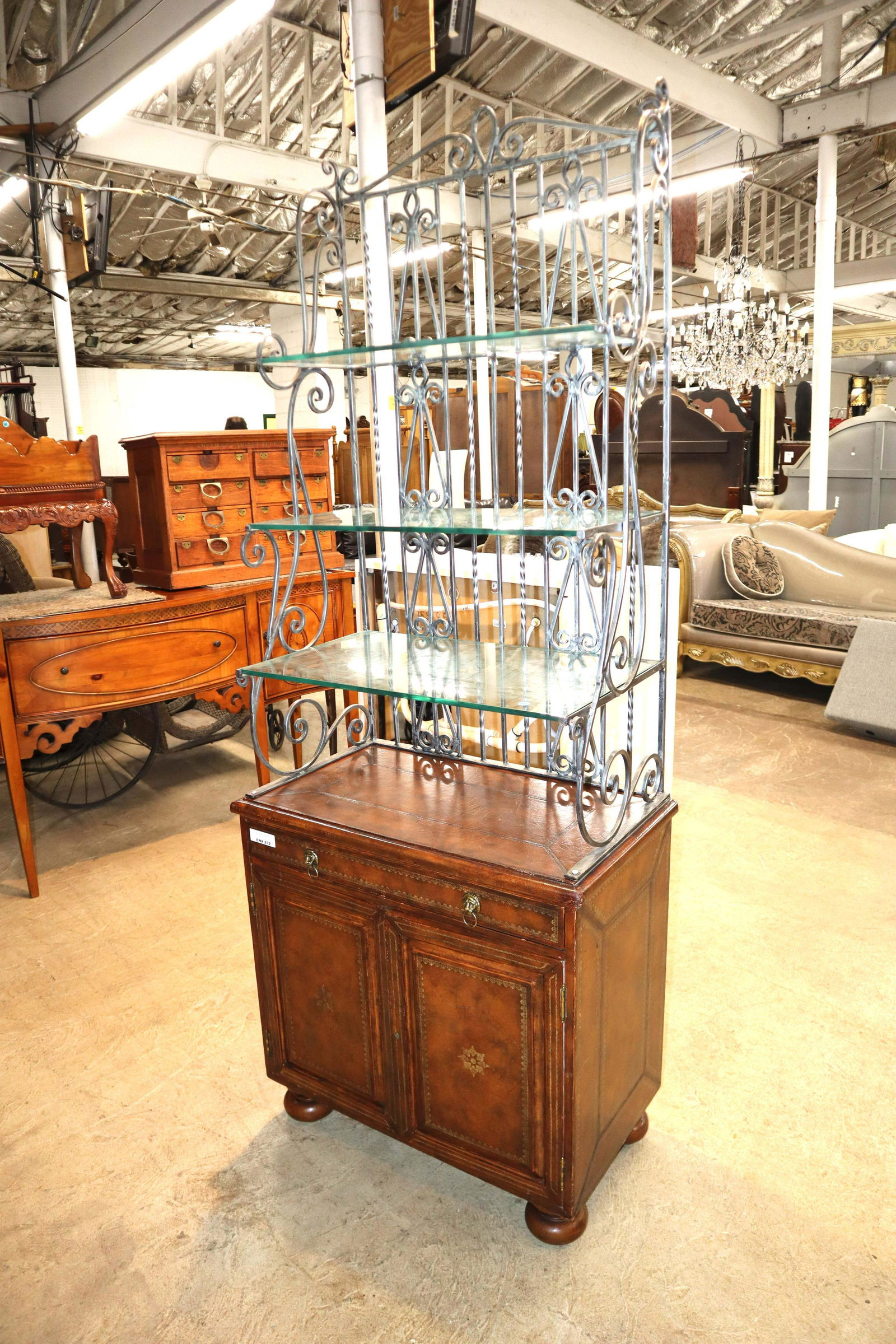 Vintage leather style metal baker rack etegere (1 of 3)