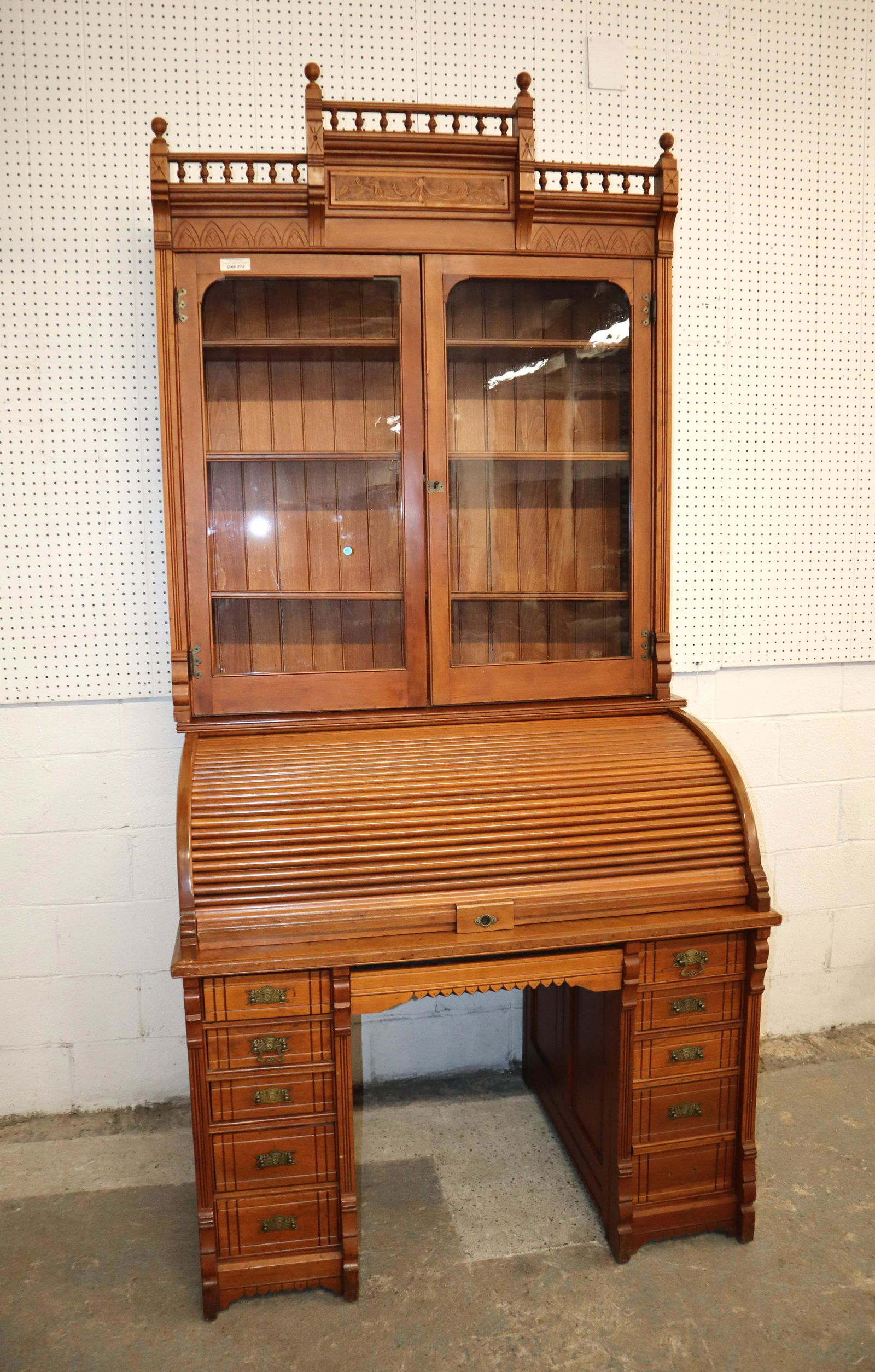 Fancy Antique mahogany roll top secretary (1 of 5)