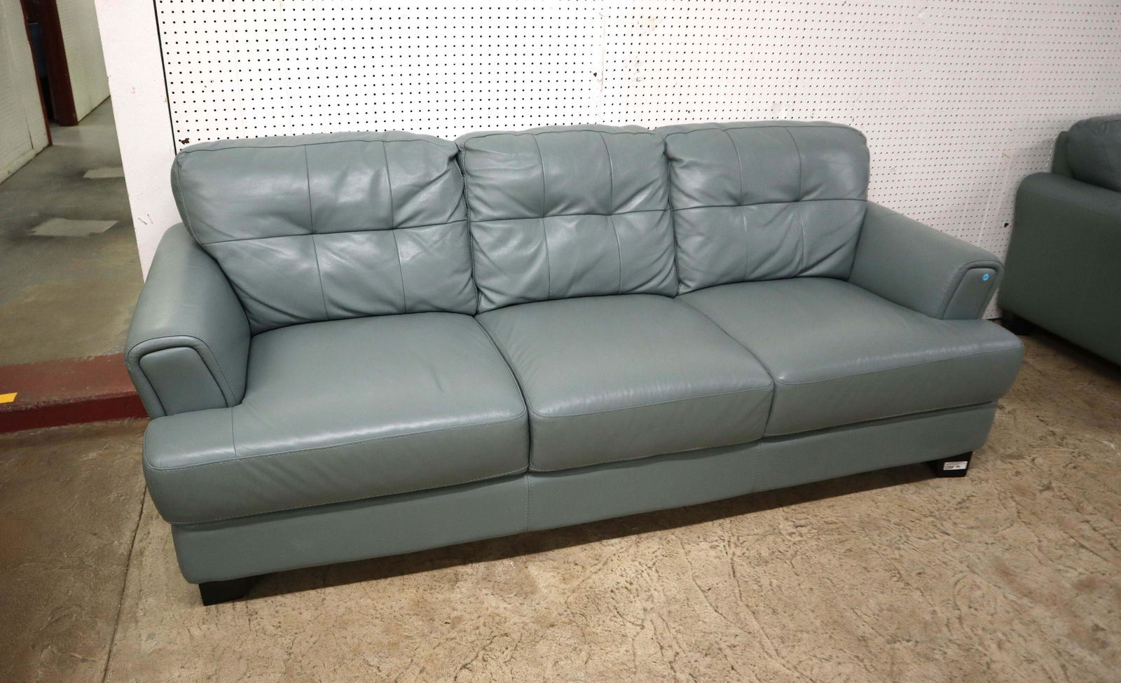 Leather style quality seafoam blue sofa (1 of 4)