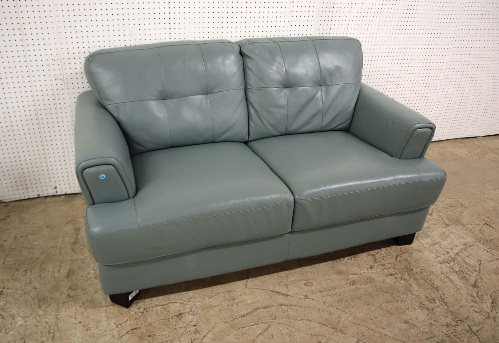 Leather style quality seafoam blue loveseat (1 of 4)