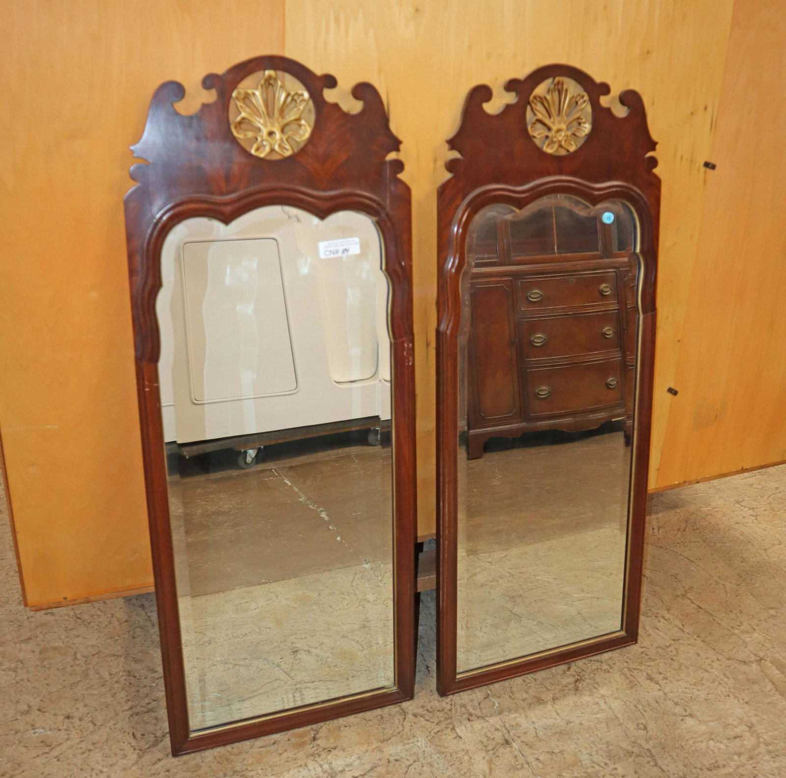 PR burl mahogany Chippendale style mirrors (1 of 3)