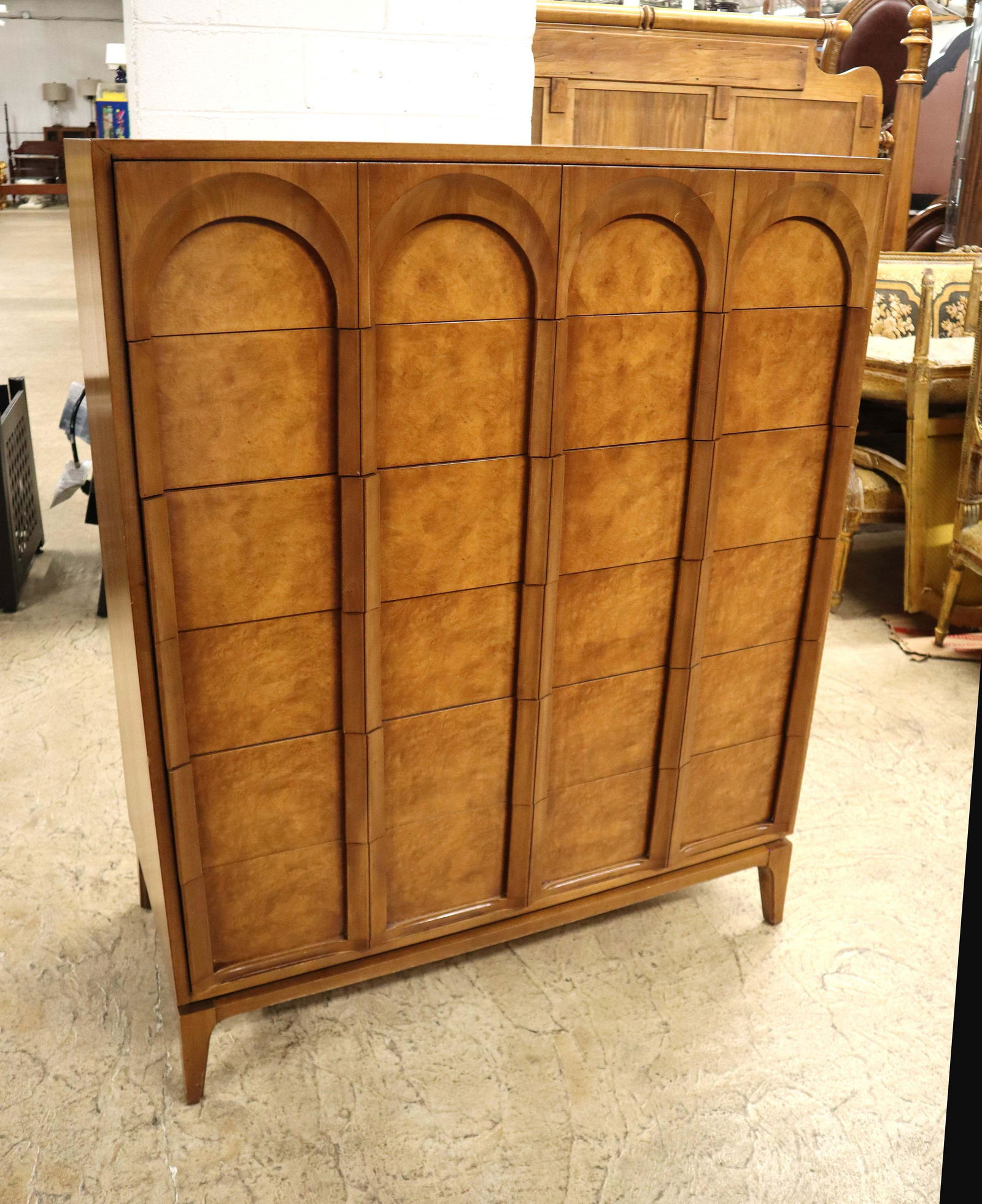 Thomasville MCM burl walnut high chest (1 of 6)