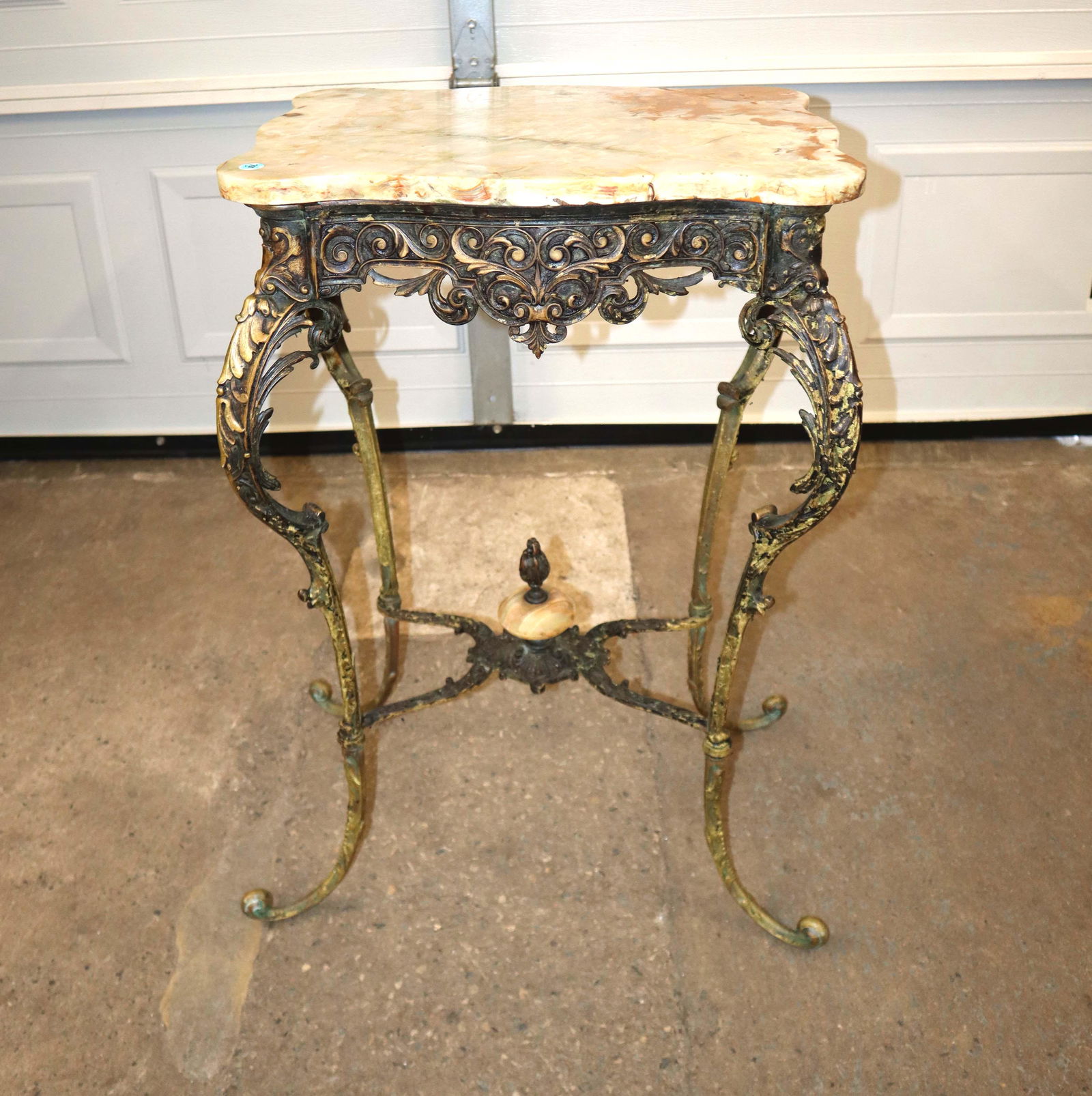 Antique bronze base onyx top lamp table (1 of 5)