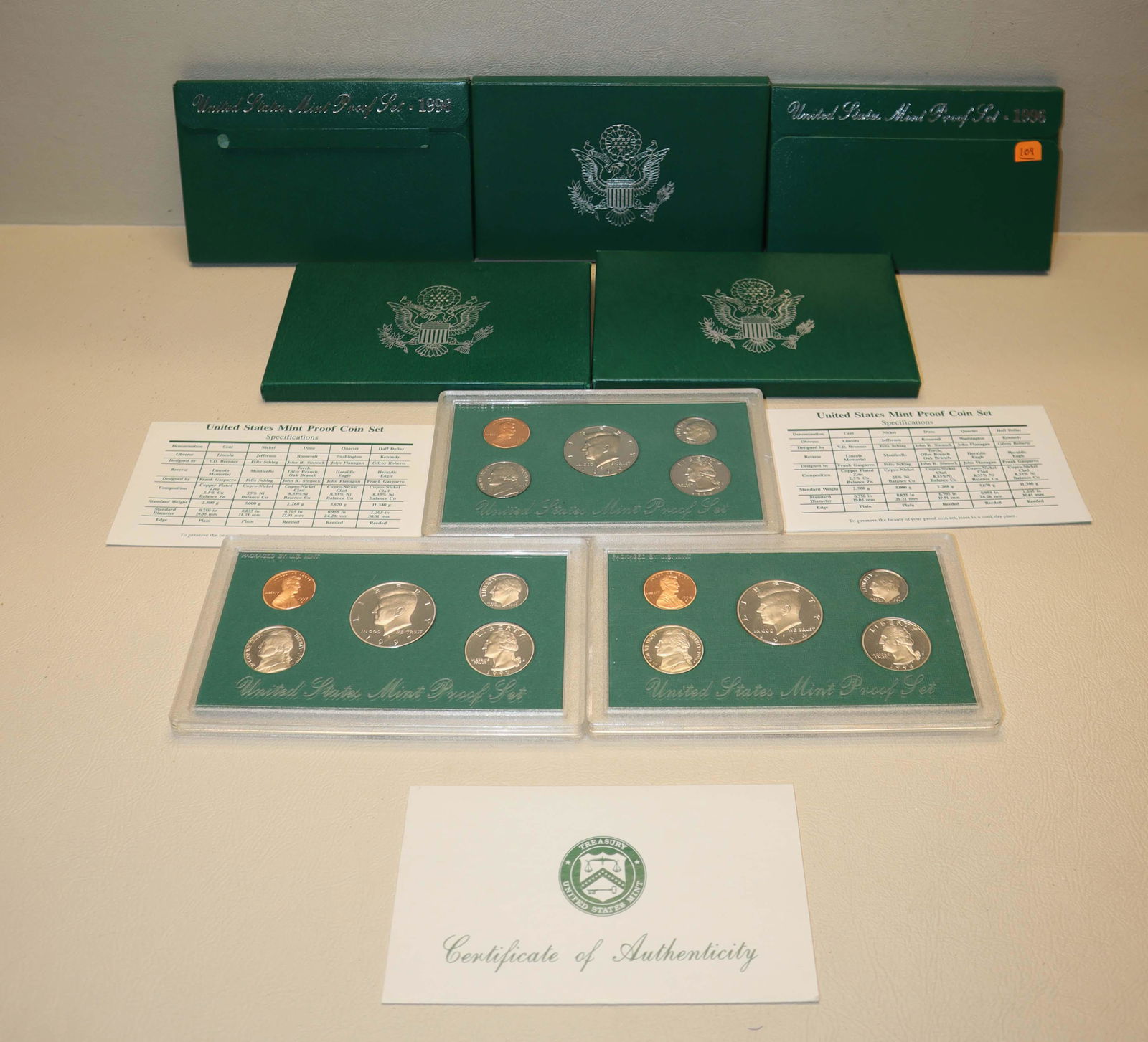 5 US Mint Proof Sets 1994, 3-1996, 1997 (1 of 5)