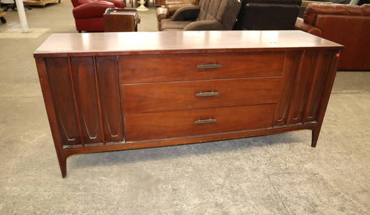 Mid century modern walnut low chest: Mid century modern walnut low chest sold by Genova Furniture of Brooklyn NY approx. 72" w x 20" d x 31" h