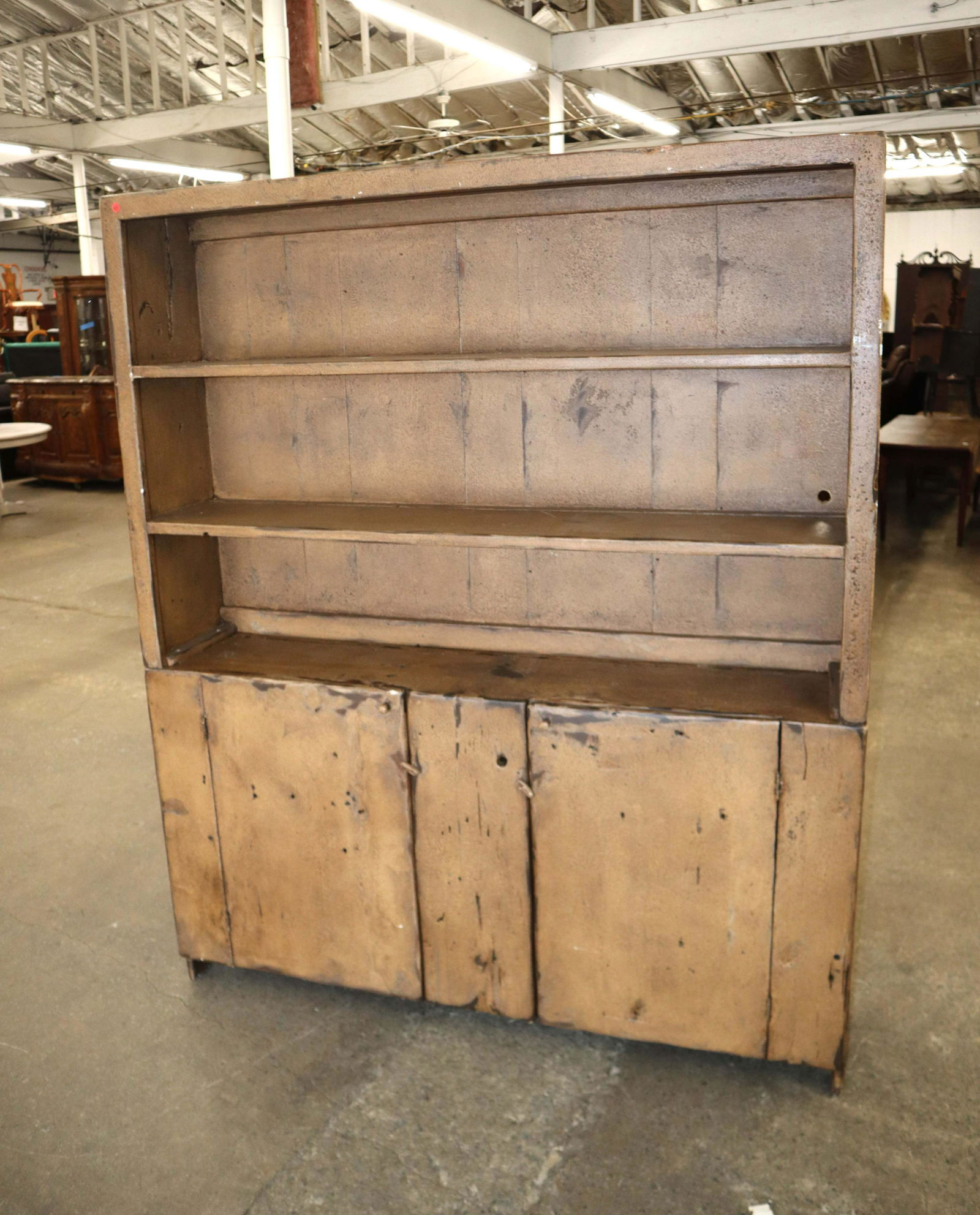 Antique 2pc primitive pewter cupboard (1 of 3)