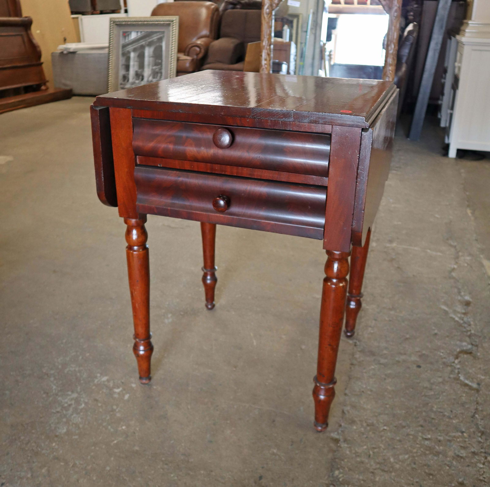 Antique burl mahogany empire drop side table (1 of 5)