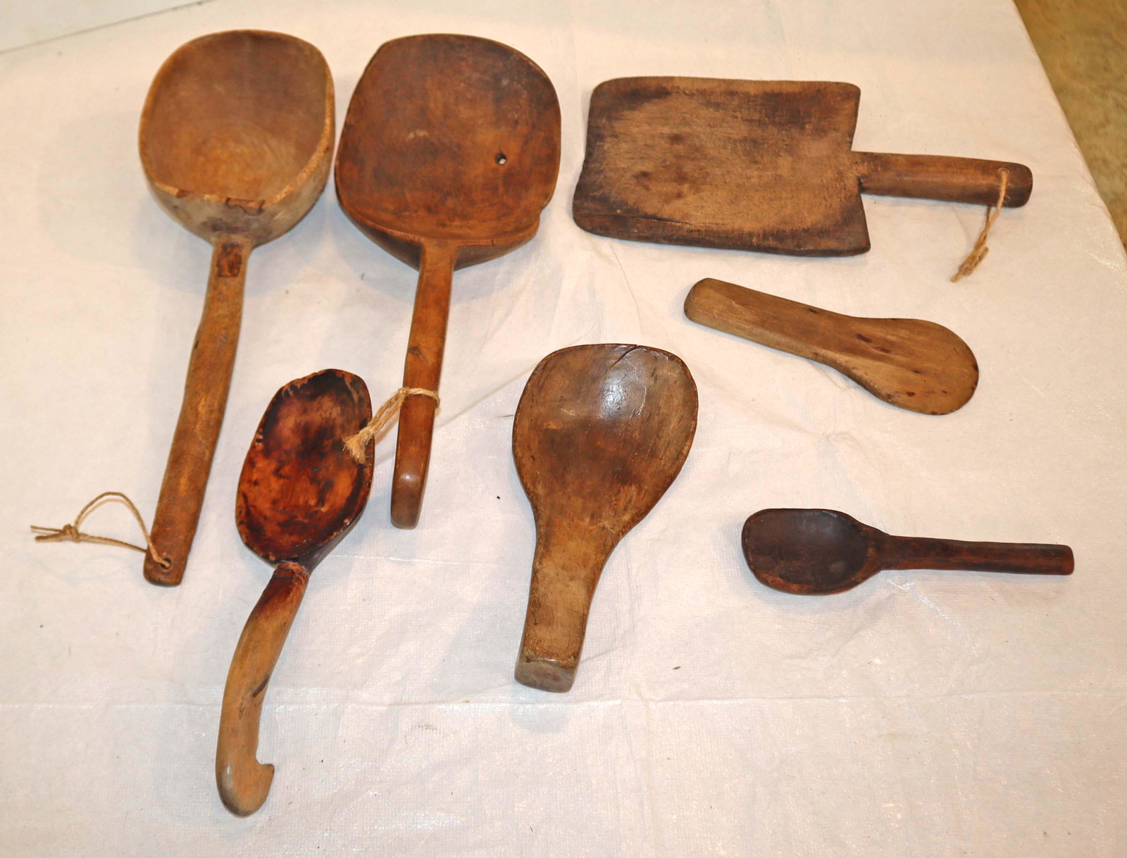 Lot of 7 antique primitive wooden spoons more (1 of 2)