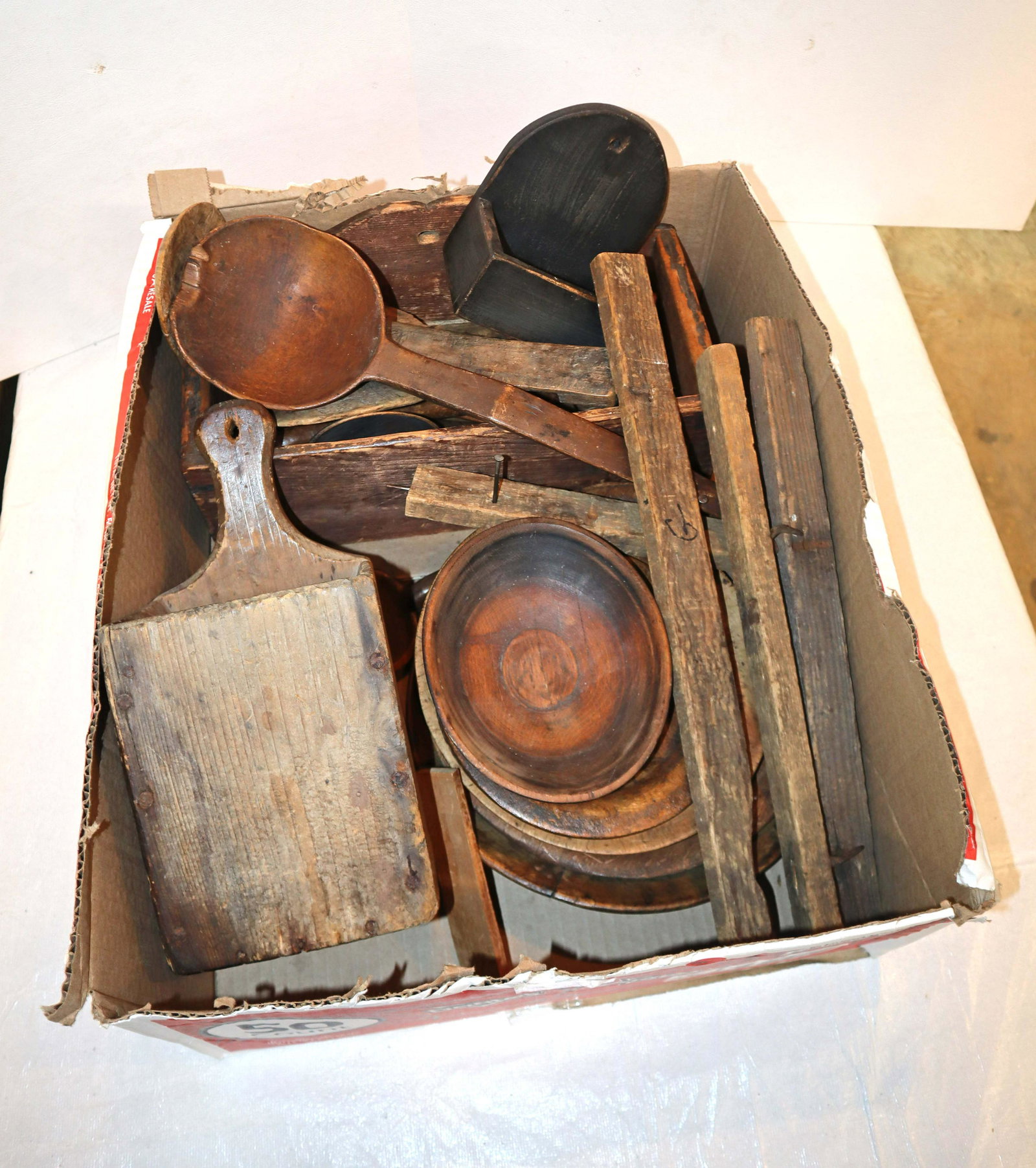 Large lot of primitive wooden spoons, plates etc. (1 of 4)