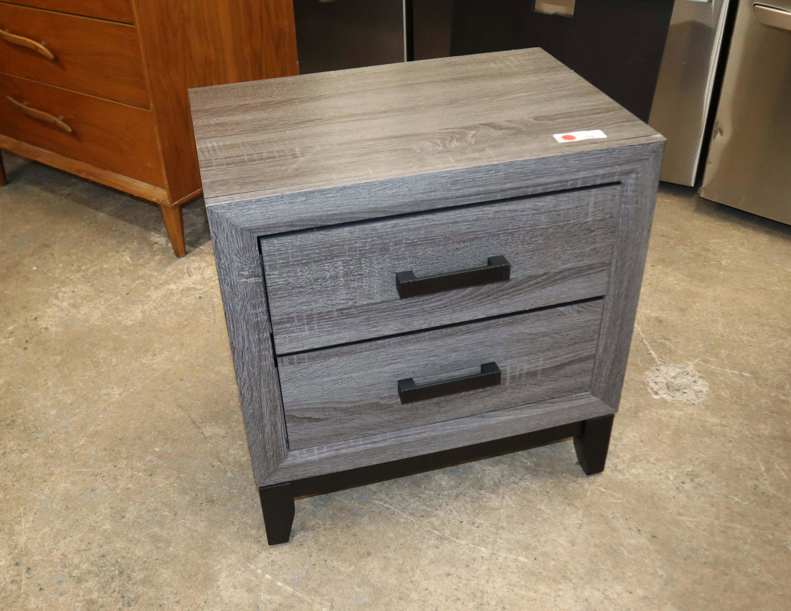 Contemporary grey wash 2 drawer nightstand (1 of 3)