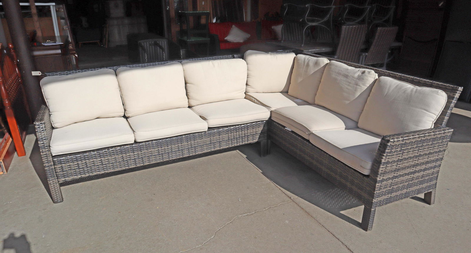 2pc all resin wicker L Shape patio sofa chaise (1 of 4)