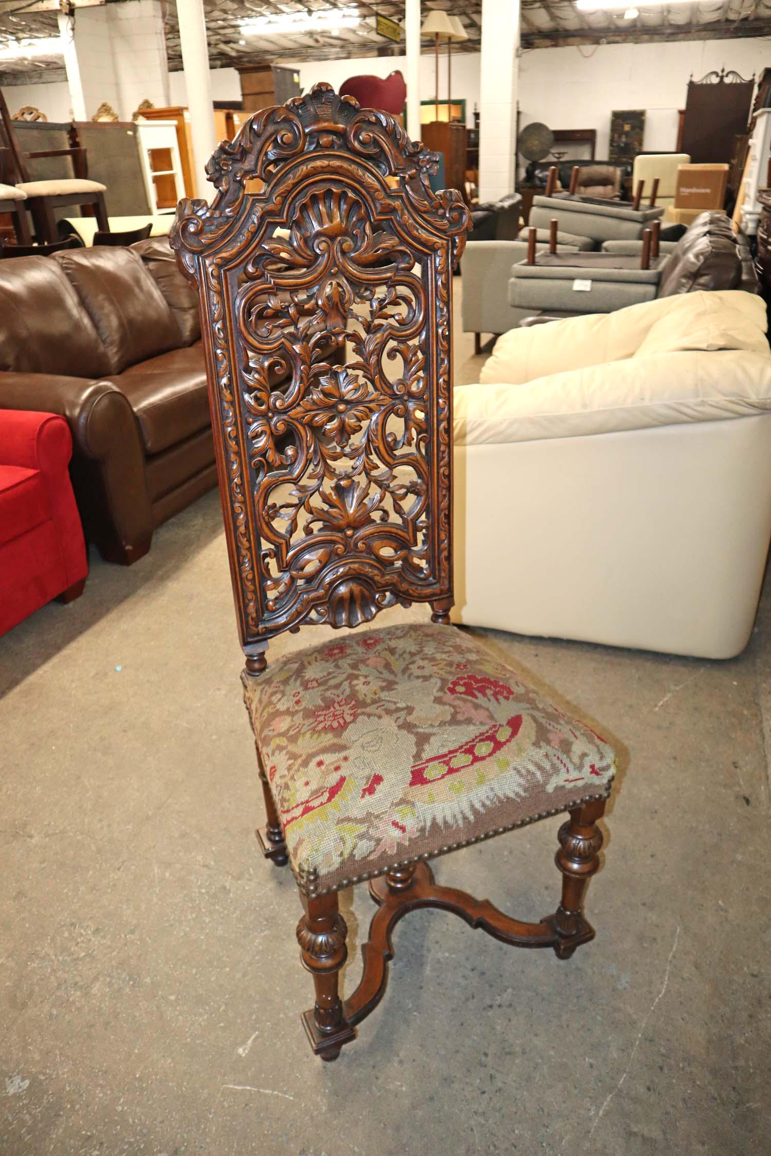 Antique mahogany frame needlepoint chair (1 of 5)