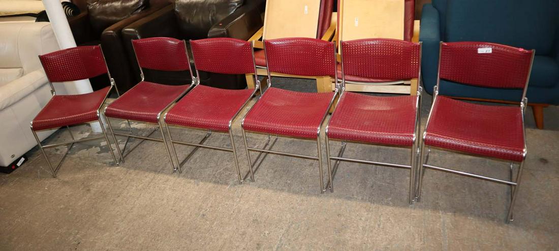 Set of 6 Vintage chrome base stackable chairs (1 of 5)