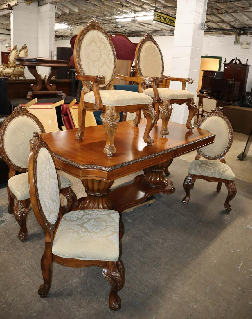 7pc burl walnut dining room set (1 of 5)