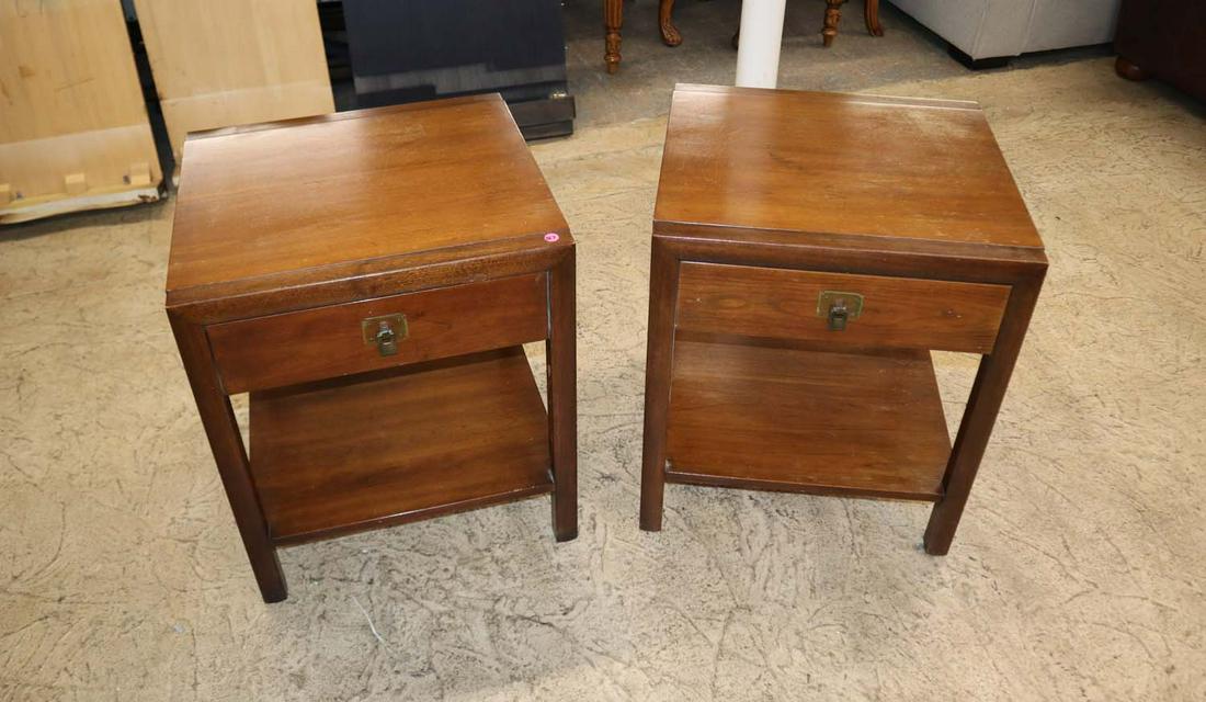 Pair of Johnson Furniture Co mid century modern walnut nightstands (1 of 5)