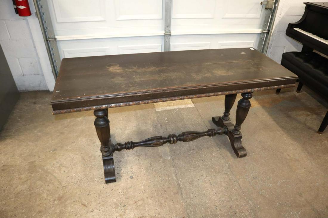 Antique Kiel walnut extension table has wear (1 of 5)