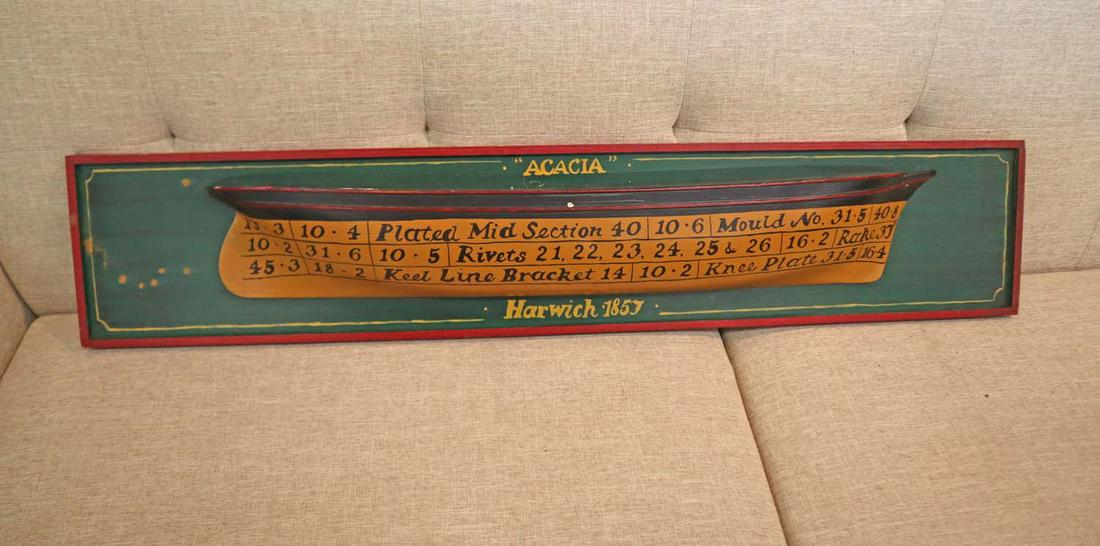 "Acacia" Harwich 1857 wooden ship build: "Acacia" Harwich 1857 wooden ship build approx. 44" w x 5" d x 9" h