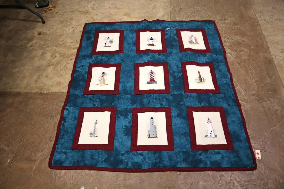 Vintage hand stitched quilt approx. 60" x 66" (1 of 2)