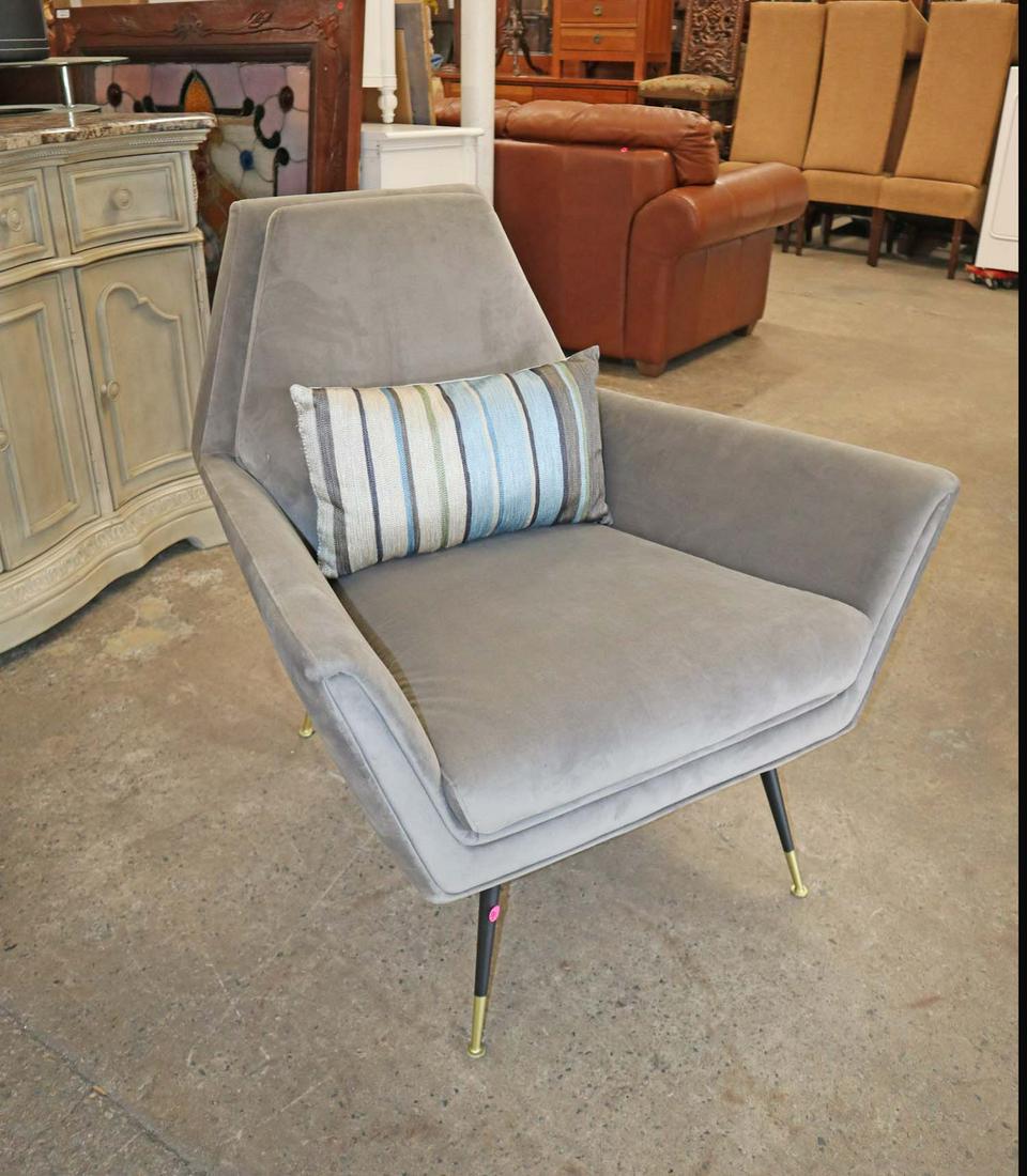 Nuevo modern design upholstered lounge chair: Nuevo modern design upholstered lounge chair with decorative pillow approx. 35" w x 35" d x 38" h seat height 18"