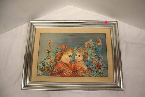 Vintage Edna Hibel print in original frame: Vintage Edna Hibel print in original frame approx. 19" w x 14" h