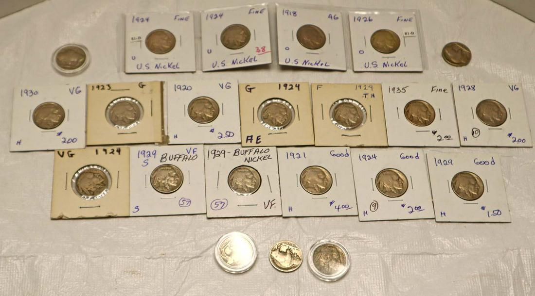 Approx. 22 Buffalo Nickels, various dates (1 of 2)