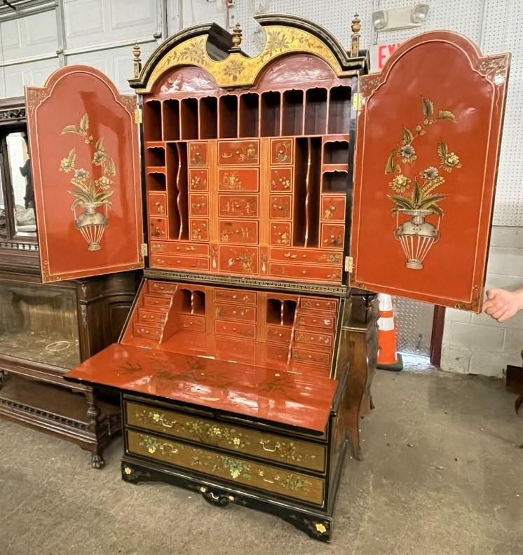 Impressive 2pc Asian decorated secretary desk (1 of 10)