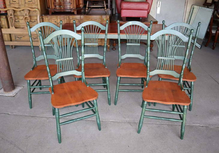 Set Of 6 Country Farm Style Dining Room Chairs