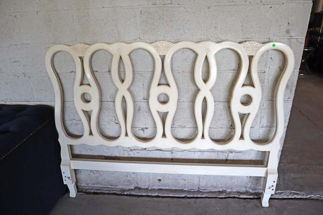 Vintage solid mahogany full size headboard only: Vintage solid mahogany full size headboard only in the white paint approx. 62" w x 48" h