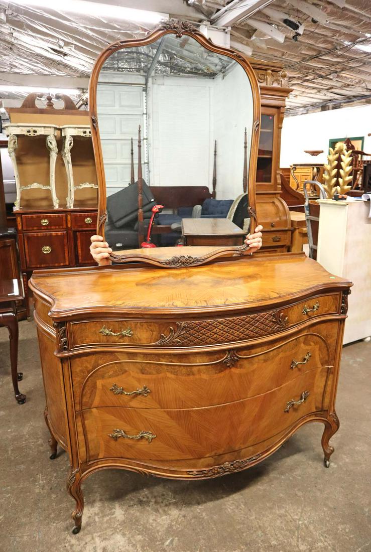 2pc antique French low chest and mirror (1 of 5)