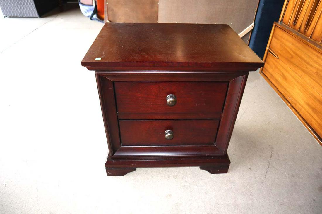 Contemporary mahogany 2 drawer nightstand (1 of 5)
