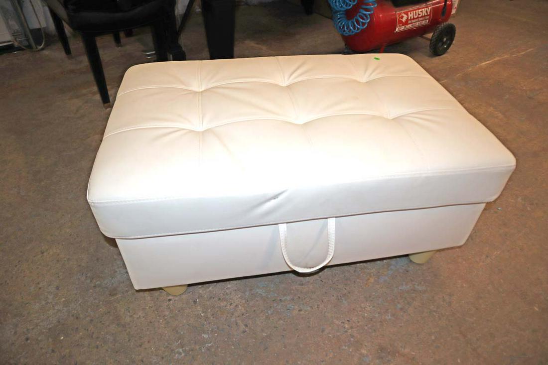 Mod design white leather style storage ottoman (1 of 4)