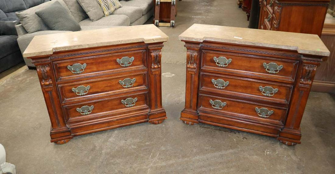 PR Hickory White marble top bedside stands (1 of 4)