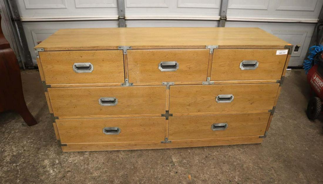 Mid century oak campaign style low chest (1 of 3)