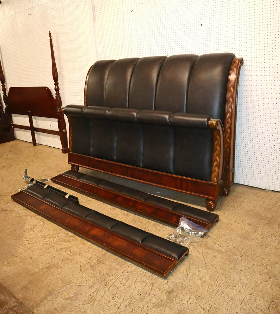 Ostrich style leather king size bed w/inlay sides (1 of 4)