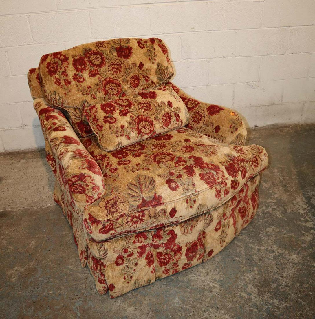 Jessica Charles upholstered decorator club chair: Jessica Charles upholstered rocking and swivel decorator club chair approx. 36" w x 41" d x 33" h seat height 19"