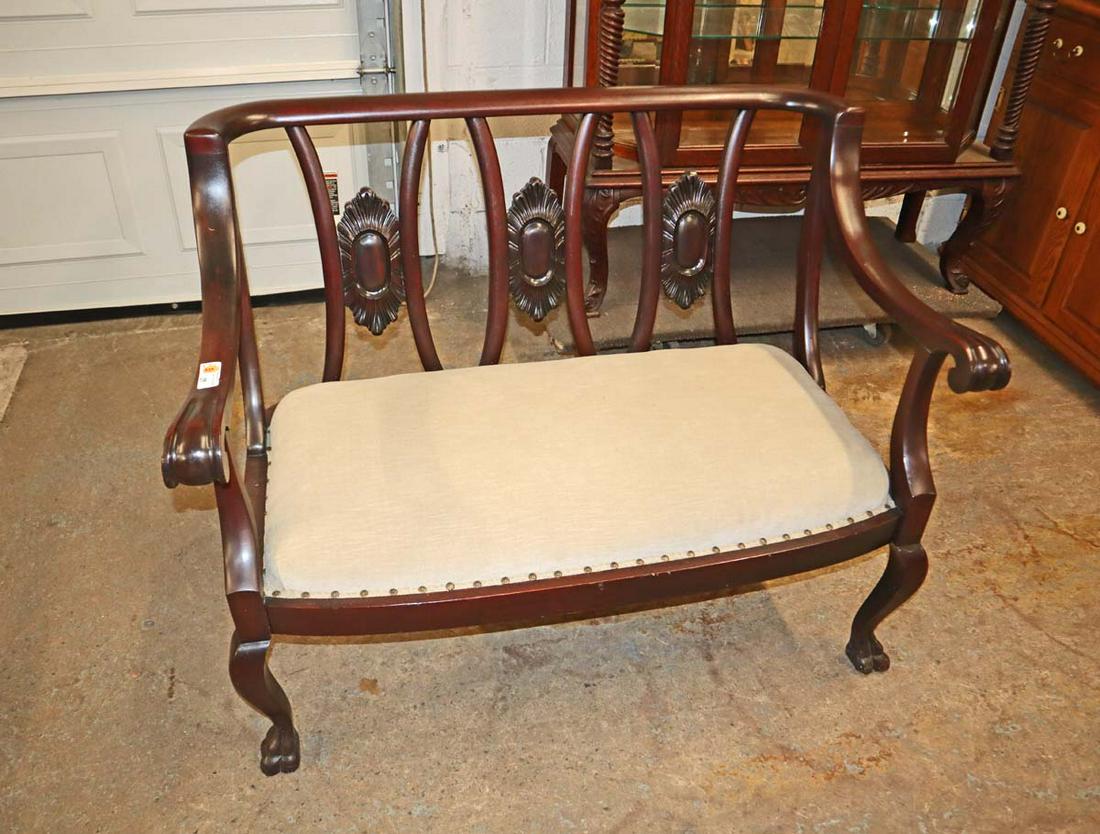 Antique mahogany paw foot empire style settee (1 of 5)