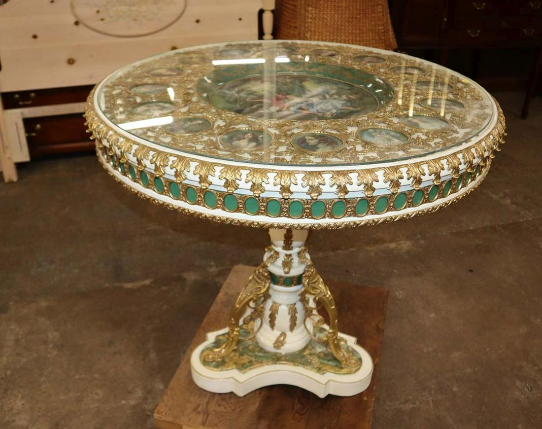Awesome French style 38" diameter, bronze wrapped, portraits top of multiple woman center table (1 of 12)