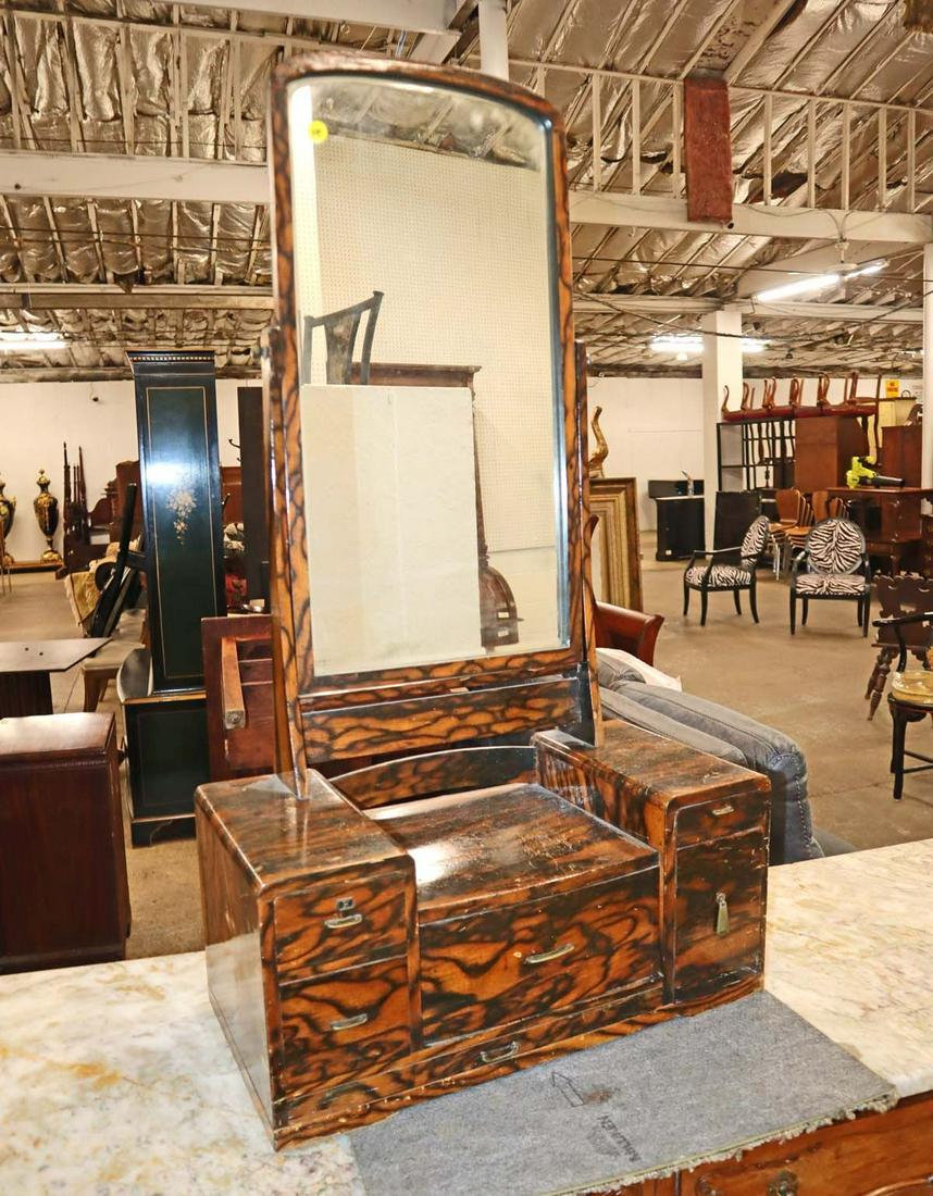 Semi antique Brazilian walnut finish  5 drawer chest top shaving mirror (1 of 2)