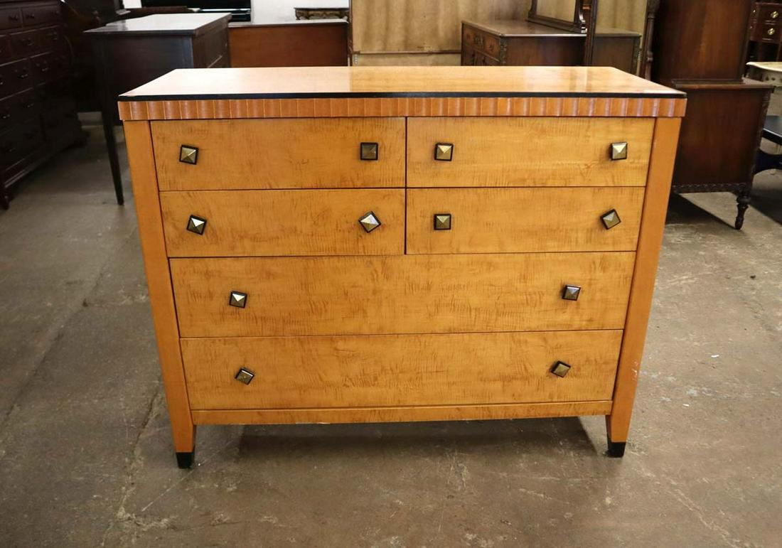 Lane contemporary modern design 6 drawer tiger maple mid chest, has some surface scratches (1 of 7)