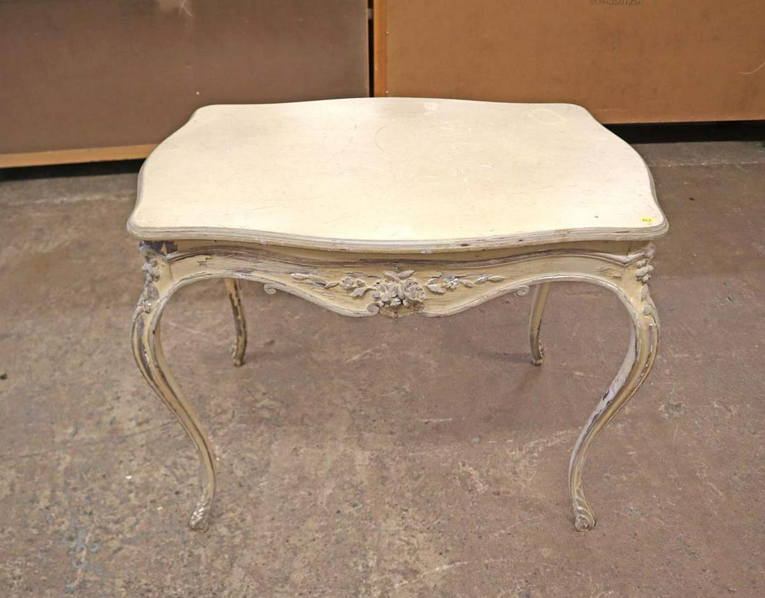 Semi antique painted French style parlor table approx. 36" w x 24" d x 28" h (1 of 4)