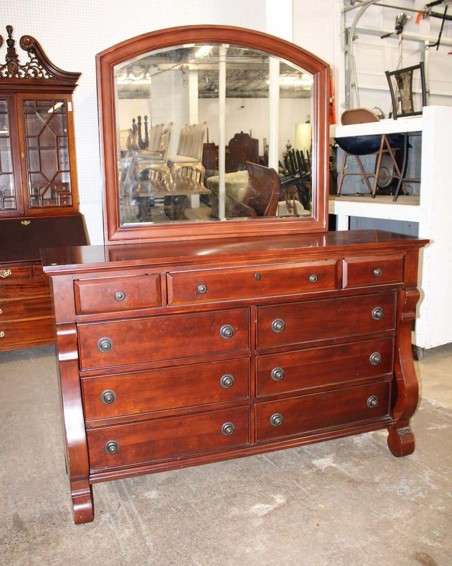 Contemporary cherry 9 drawer low chest with bevel glass mirror by Vaughn Furniture Company (1 of 5)