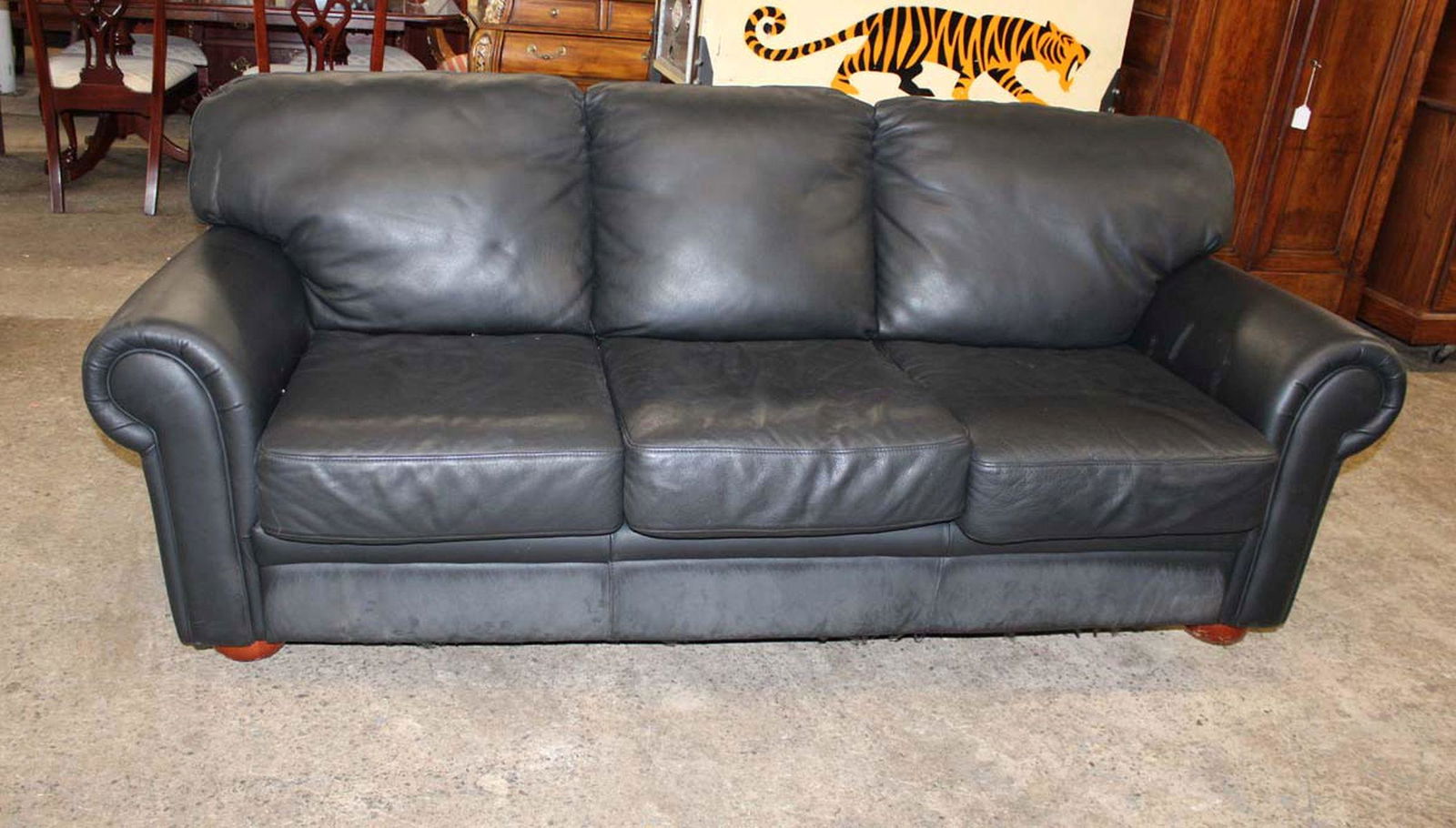 Leather Center Inc. black leather style sofa approx. 84" w x 36" d x 36" h seat height 18" (1 of 5)